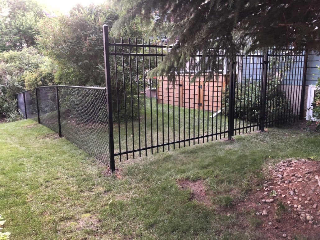 Ornamental fence and chain link fence