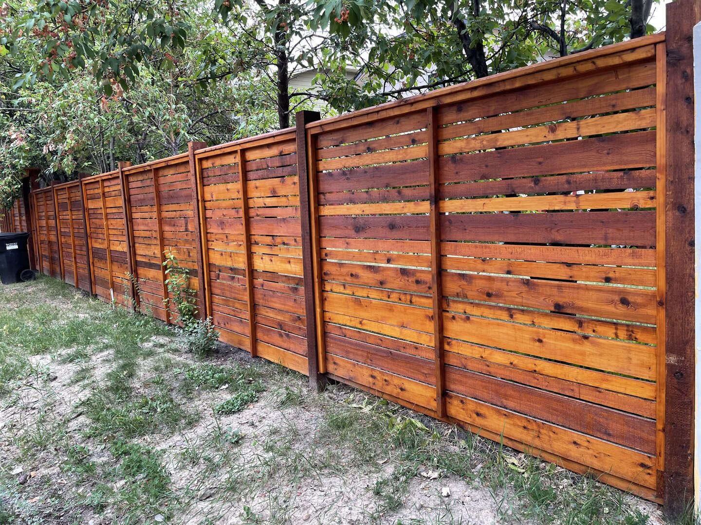 Horizontal wood fence