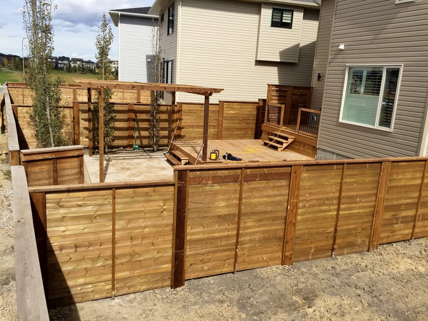 Pressure treated horizontal fence