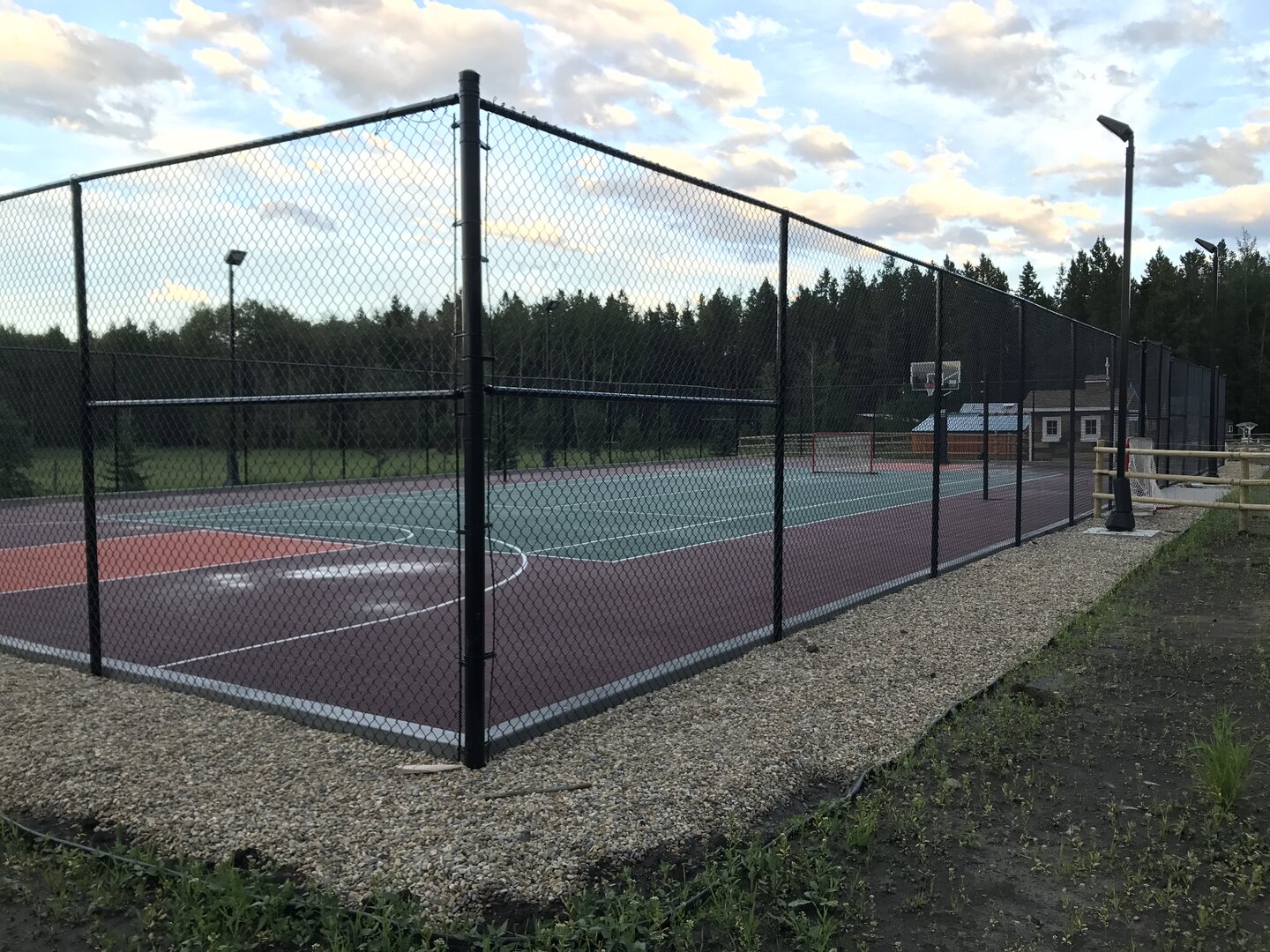 Basketball court chain link fence